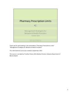 Microsoft PowerPoint - Medicaid Prescription Limits