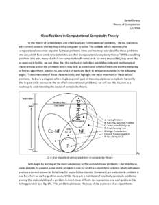 Daniel Delany Theory of ComputationClassifications in Computational Complexity Theory In the theory of computation, one often analyzes “computational problems,” that is, questions