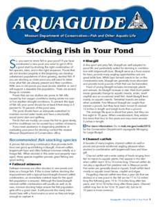 AQUAGUIDE Missouri Department of Conservation—Fish and Other Aquatic Life Stocking Fish in Your Pond  S