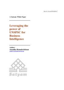 Paper No. Satyam/DW&BIA Satyam White Paper Leveraging the power of