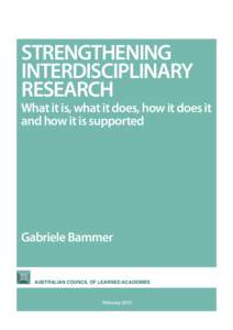 Strengthening interdiSciplinary reSearch What it is, what it does, how it does it and how it is supported