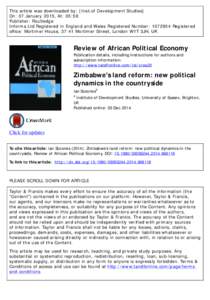 This article was downloaded by: [Inst.of Development Studies] On: 07 January 2015, At: 05:58 Publisher: Routledge Informa Ltd Registered in England and Wales Registered Number: Registered office: Mortimer House, 