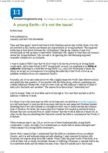 A young Earth—it’s not the issue!  1 of 3