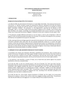 INTER-AMERICAN COMMISSION ON HUMAN RIGHTS RESOLUTIONPRECAUTIONARY MEASURE NoRepublic of Haiti September 23, 2013 I. INTRODUCTION