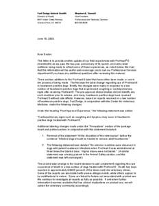 Dear Doctor Letter - Fort Dodge Animal Health re ProHeart6 (moxidectin), June 19, 2003