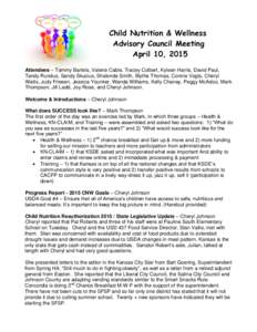 Advisory Council Notes April 10, 2015
