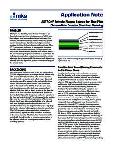 Application Note ASTRON® Remote Plasma Source for Thin-Film Photovoltaic Process Chamber Cleaning PROBLEM The layers in a thin film photovoltaic (TFPV) device are deposited using deposition techniques, some of which hav