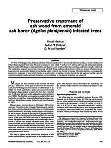 TECHNICAL NOTE  Preservative treatment of ash wood from emerald ash borer (Agrilus planipennis) infested trees Pascal Nzokou