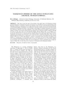 2003. The Journal of Arachnology 31:62–77  MARQUESAN SPIDERS OF THE GENUS TETRAGNATHA
