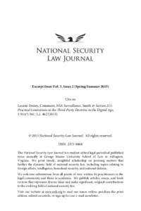 NSA Surveillance, Smith & Section 215: Practical Limitations to the Third-Party Doctrine in the Digital Age