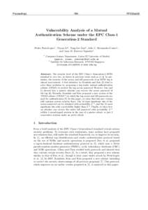 Proceedings  - NN - Vulnerability Analysis of a Mutual Authentication Scheme under the EPC Class-1