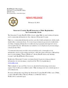 Sheriff Frank J. Provenzano Somerset County Sheriff’s Office[removed]removed]  NEWS RELEASE