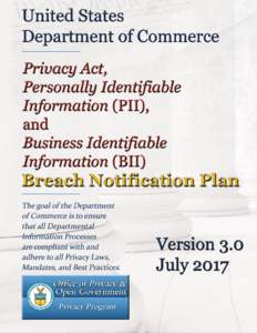 Department of Commerce PII, BII, and PA Breach Response and Notification Plan