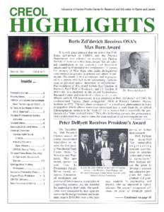CREOL  University of Central Florida Center for Research and Education in Optics and Lasers HIGHLIGHTS