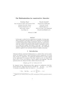 On Skolemization in constructive theories Matthias Baaz∗ Rosalie Iemhoff  Inst. for Discrete Math. and Geometry E104