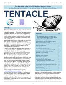 ISSNTentacle No. 17—January 2009 The Newsletter of the IUCN/SSC Mollusc Specialist Group Species Survival Commission  International Union for Conservation of Nature
