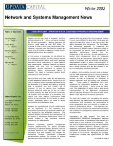 WinterNetwork and Systems Management News Table of Contents  Issue Spotlight