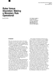 Rules Versus Discretion: Making a Monetary Rule Operational