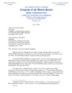 Letter to Chairmen Fred Upton and Ed Whitfield from Ranking Members Henry A. Waxman and Bobby L. Rush (June 3, 2014)