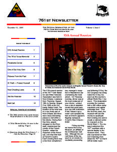 761st Newsletter The Official Newsletter of the 761st Tank Battalion & Allied Veterans Association  December 31, 2005