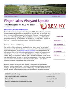 Finger Lakes Grape Program  January 30, 2015 Time to Register for B.E.V. NY 2015! Hans Walter-Peterson
