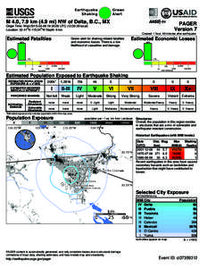 Green Alert Earthquake Shaking M 4.0, 7.9 km (4.9 mi) NW of Delta, B.C., MX
