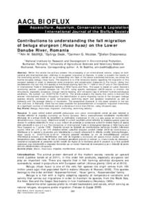 AACL BIOFLUX Aquaculture, Aquarium, Conservation & Legislation International Journal of the Bioflux Society Contributions to understanding the fall migration of beluga sturgeon (Huso huso) on the Lower