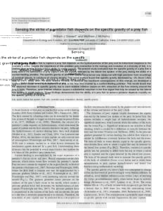 3769 The Journal of Experimental Biology 213,  © 2010. Published by The Company of Biologists Ltd doi:jebSensing the strike of a predator fish depends on the specific gravity of a prey fish