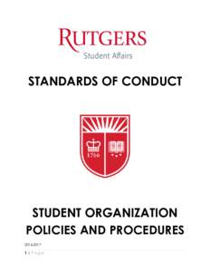 STANDARDS OF CONDUCT  STUDENT ORGANIZATION POLICIES AND PROCEDURES