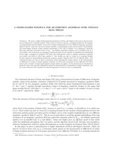 A GROSS-ZAGIER FORMULA FOR QUATERNION ALGEBRAS OVER TOTALLY REAL FIELDS EYAL Z. GOREN & KRISTIN E. LAUTER Abstract. We prove a higher dimensional generalization of Gross and Zagier’s theorem on the factorization of dif