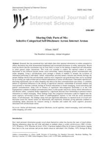 Sharing Only Parts of Me: Selective Categorical Self-Disclosure Across Internet Arenas