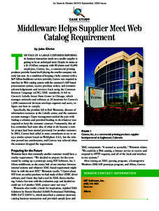 As Seen in iSeries NEWS September 2005 Issue  CASE STUDY Middleware Helps Supplier Meet Web Catalog Requirement