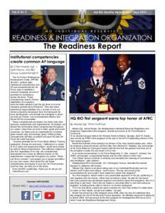 Vol. 2. Iss. 5  HQ RIO Monthly News & Info | May 2015 The Readiness Report Institutional competencies