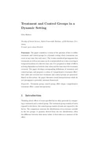 Treatment and Control Groups in a Dynamic Setting G¨ otz Rohwer  Faculty of Social Science, Ruhr-Universit¨