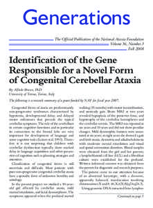 Generations The Official Publication of the National Ataxia Foundation Volume 36, Number 3 Fall[removed]Identification of the Gene
