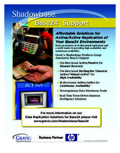 Base24™ Support Affordable Solutions for Active/Active Replication of Your Base24 Environments From an inventor of bi-directional replication and a world leader in providing high availability and