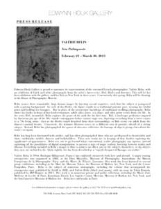 EDWYNN HOUK GALLERY PRESS RELEASE VALÉRIE BELIN New Palimpsests February 21 – March 30, 2013