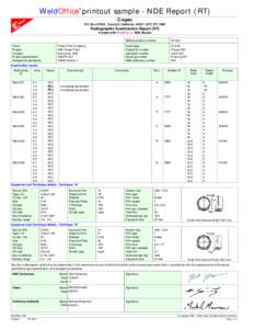 WeldOffice printout sample - NDE Report (RT) ® C-spec P.O. Box 27604, Concord, California[removed]7999