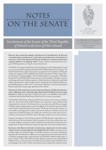 NOTES  ON THE SENATE Involvement of the Senate of the Third Republic of Poland in the lives of Poles abroad During the inter-war period, the Senate of the Republic of Poland