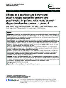 Efficacy of a cognitive and behavioural psychotherapy applied by primary care psychologists in patients with mixed anxiety-depressive disorder: a research protocol