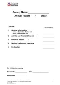 Society Name: Annual Report /  (Year)