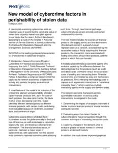 New model of cybercrime factors in perishability of stolen data