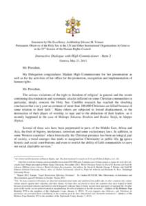 23rd HRC Item 2-Freedom of Religion Violence against Christians