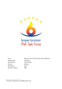 1  TITLE: MINUTES OF THE 3RD IPV6 TASK FORCE PHASE II MEETING