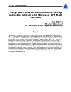 2016 SEAOC CONVENTION  Damage Assessment and Seismic Retrofit of Heritage and Modern Buildings in the Aftermath of 2015 Nepal Earthquake Amir SJ Gilani
