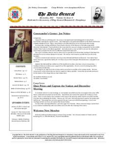 Joe Nokes, Commander  Camp Website: www.humphreys1625.com The Delta General December, 2012 Volume 15, Issue 11