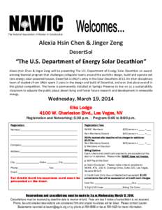 The National Association of Women in Construction  Alexia Hsin Chen & Jinger Zeng DesertSol  “The U.S. Department of Energy Solar Decathlon”