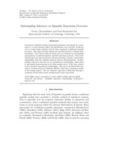Sankhy¯ a : The Indian Journal of Statistics Special Issue on Quantile Regression and Related Methods 2005, Volume 67, Part 2, ppc 2005, Indian Statistical Institute 