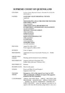 SUPREME COURT OF QUEENSLAND CITATION: Lockyer Valley Regional Council v Westlink Pty Ltd & OrsQCA 2