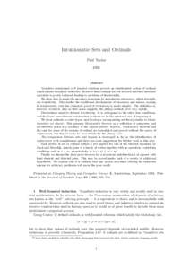 Intuitionistic Sets and Ordinals Paul Taylor 1993 Abstract Transitive extensional well founded relations provide an intuitionistic notion of ordinals